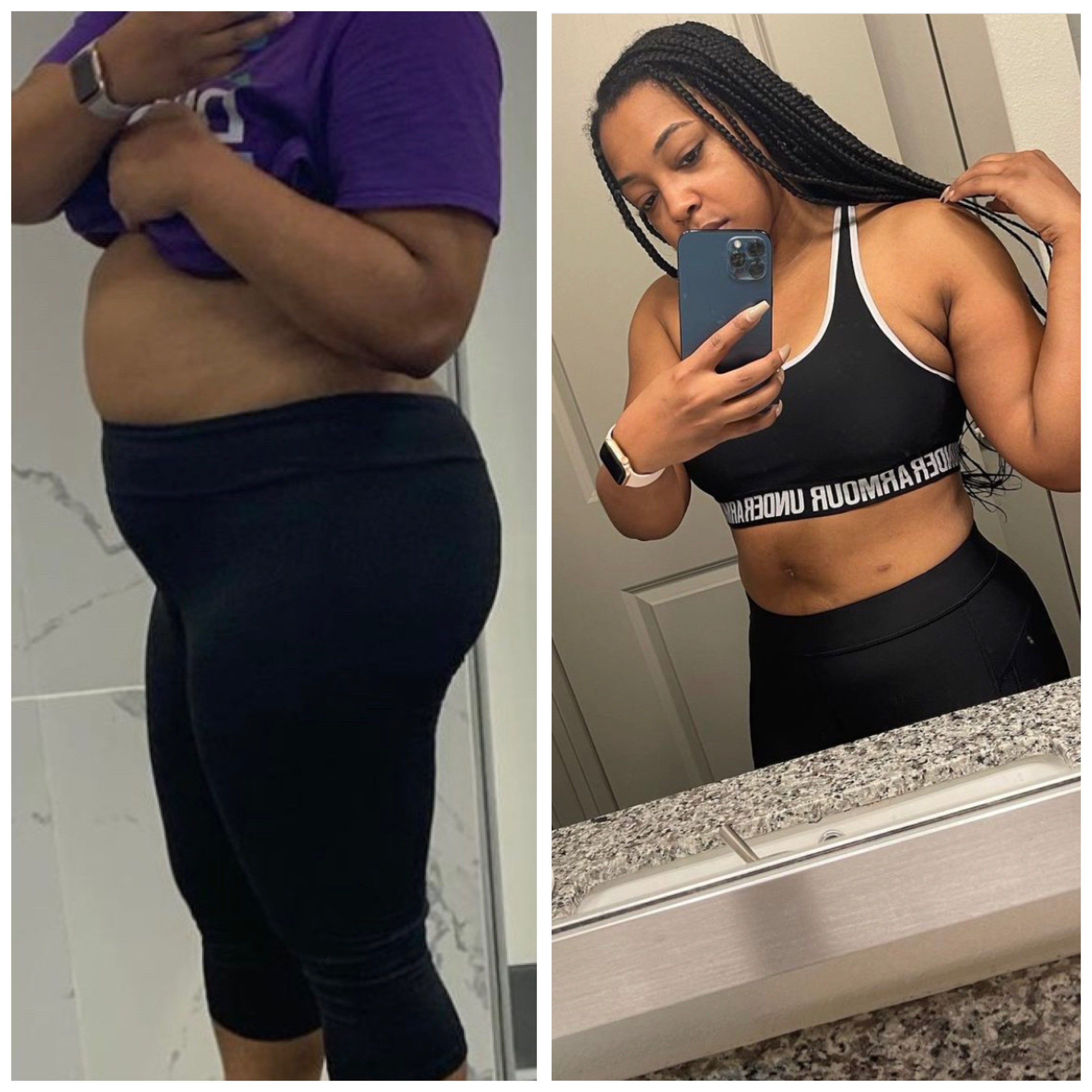 Client transformation result 2 of 2 shared by V'Angelo Smith, personal trainer specializing in athletic performance and core training at Manifest Fitness Institute Dallas