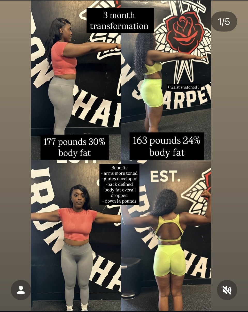 Client transformation result 1 of 2 shared by Davian Smith, personal trainer specializing in personal training and muscle building at Manifest Fitness Institute Dallas
