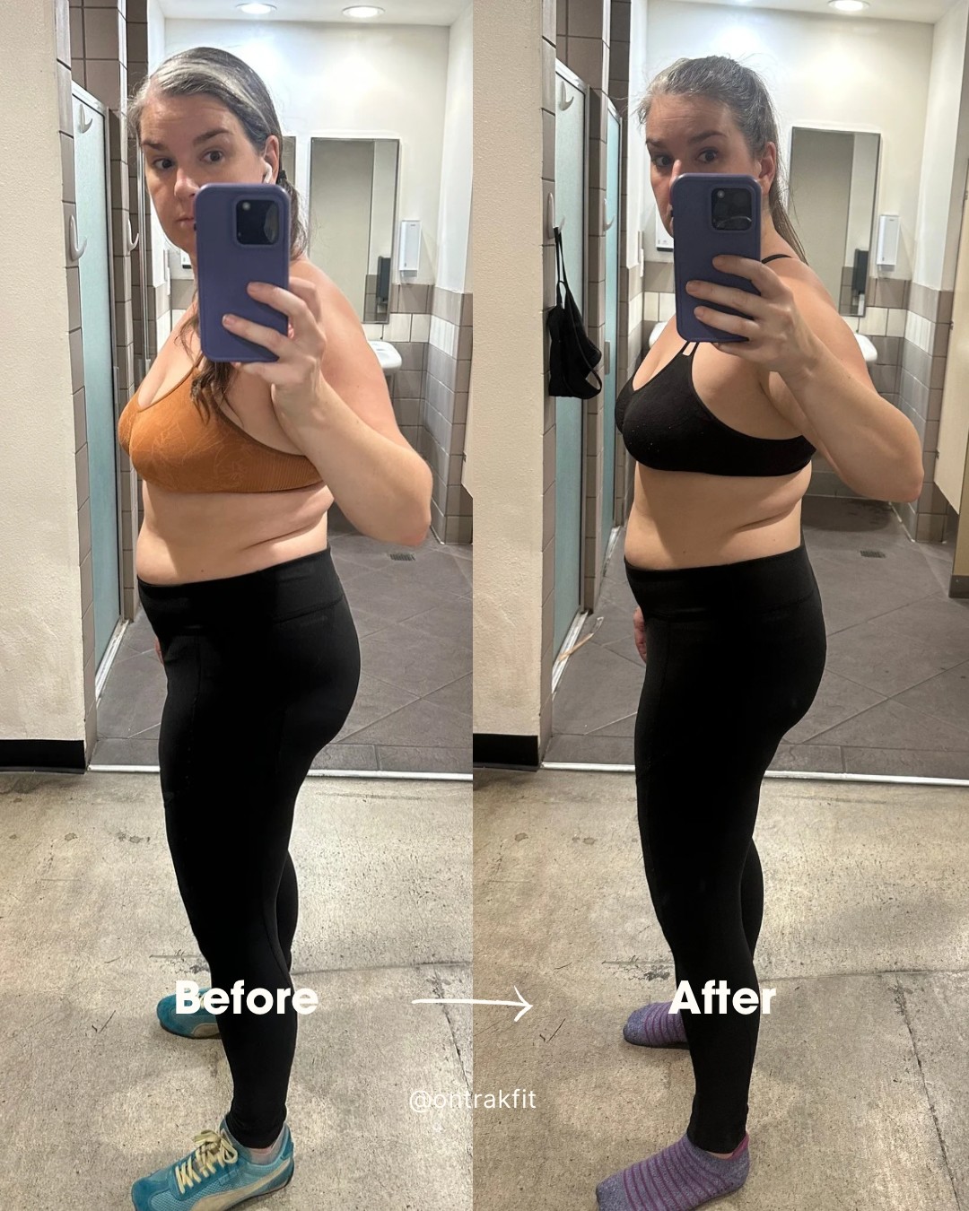 Client transformation result 2 of 3 shared by Meg Banks, personal trainer specializing in body recomposition and nutrition coaching at Manifest Fitness Institute Dallas