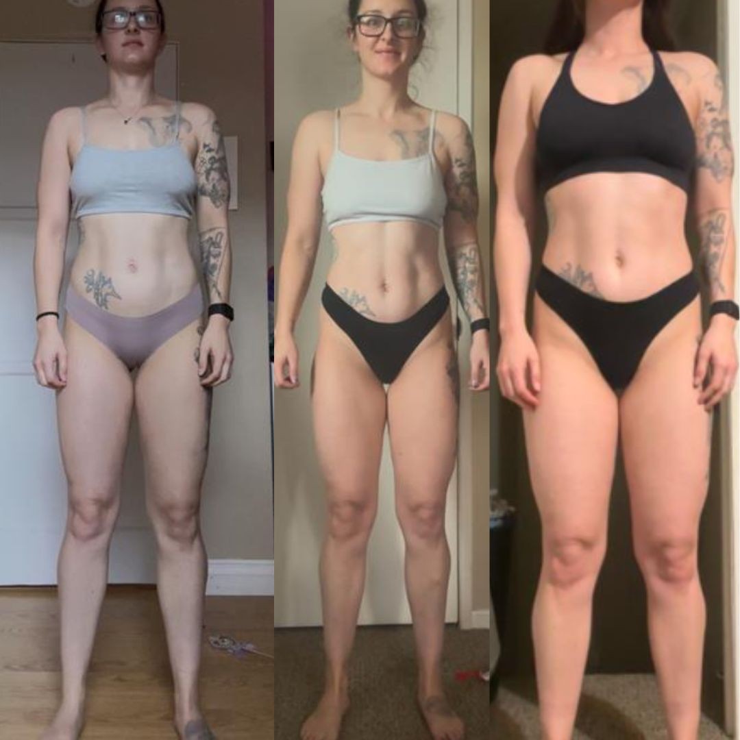 Client transformation result 2 of 3 shared by Brittany Byrnes, personal trainer specializing in athletic performance and body recomposition at Manifest Fitness Institute Dallas