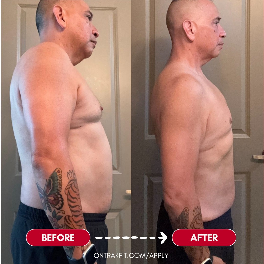 Client transformation result 3 of 3 shared by Jonathan Banks, personal trainer specializing in body recomposition and nutrition coaching at Manifest Fitness Institute Dallas